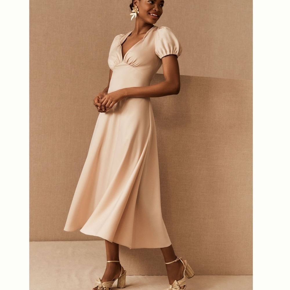 new BHLDN Sachin & Babi Oyster Shelly Satin Midi Dress US 10